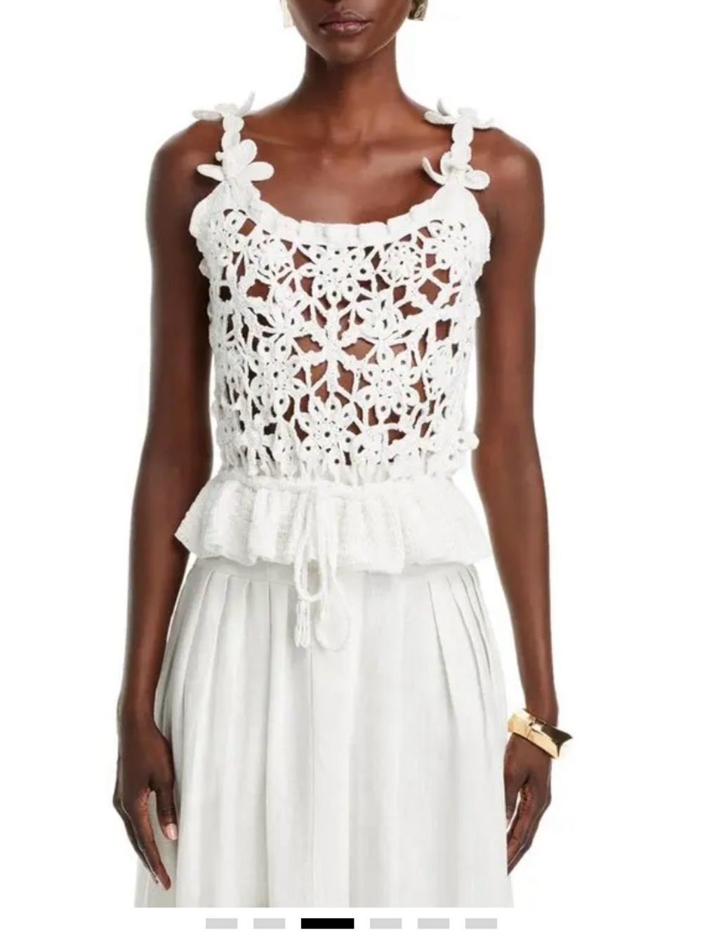 FARM Rio Handmade White Floral Crochet Peplum Top Medium - NWT